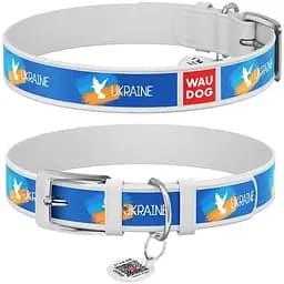 Нашийник для собак Waudog Design шкіряний з QR паспортом малюнок Прапор XL