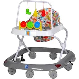 Дитячі ходунки Bambi M 0541C-11 з регульованою висотою, дугою з підвісками, музикою та світлом, сірі