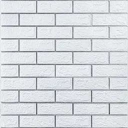 Самоклеящаяся 3D панель 700х770х3мм Белый кирпич полоска серебро (100-3) SW-00000752