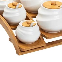 Набір баночок для сипучих продуктів 7 штук по 200/500 мл, білий Yiwu HP1231 - мініатюра 19