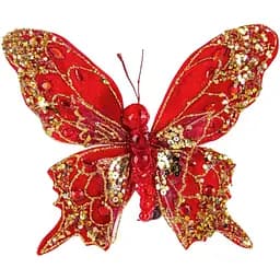 Ялинкова прикраса Lefard Метелик 7х9 см червона (66-198)