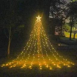 Гірлянда завіса вогнів із зіркою різдвяна ялинка Топер 350 Leds Водоспад Світло-гартова фея вогні Xmas - мініатюра 5