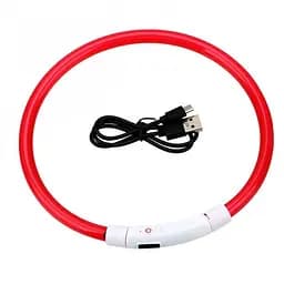 Нашийник з LED-підсвічуванням та USB-заряджанням 35 см червоний