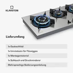 Варильна поверхня газова Klarstein Goldflame 4 Slim (10046473) - мініатюра 6