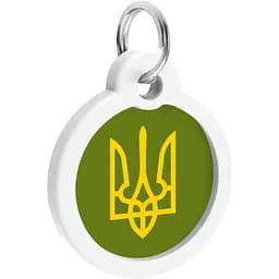 Адресник для собак і котів Waudog Smart ID з QR паспортом Тризуб олива 30 мм - мініатюра 4