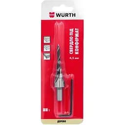 Свердло спіральне Wurth під конфірмат 4.5 x 85 мм в блістері 1 шт. (арт. 1650700450901)