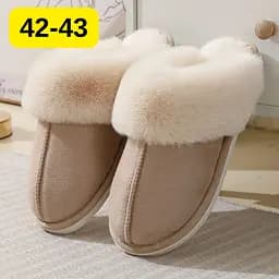 Жіночі домашні капці з хутром Slippers теплі м’які закриті тапочки для дому 42-43 бежевий KT8003824 - мініатюра 2