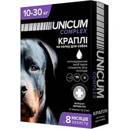 Капли Unicum Complex Рremium от гельминтов, блох и клещей для собак 10-30 кг 4 шт. (UN-033)