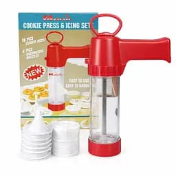 Дозатор шприц прес для печива кондитерський з нержавіючої сталі з 18 дисками та 6 насадками Червоний 88220