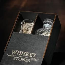 Подарунковий набір віскі Whiskey Stones №12 у дерев'яному пеналі - графин + склянки Bormioli Rocco Cassiopea - мініатюра 6