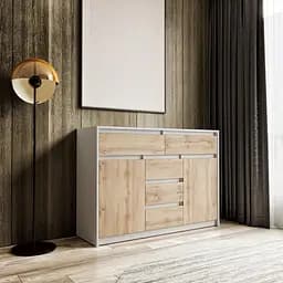 Комод Moreli T-227, 1271x910x400 мм Белый/Дуб аппалачи (mo-t227-white-apalach)