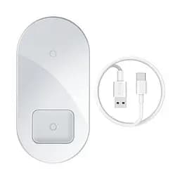 Бездротовий зарядний пристрій Baseus Simple Pro Edition 2 in 1 (Phone + Pods) 15W WXJK-C02 White - мініатюра 5