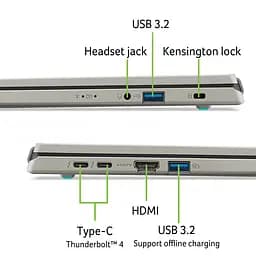 Ноутбук ACER Aspire Vero 16 AV16-71P-78E3, Intel Core Ultra 7 255H до 5.1GHz, 16" WUXGA, 64GB, SSD 1TB, Intel Arc 140T GPU, Windows 11 Home - мініатюра 10
