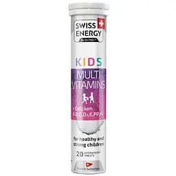 Мультивітаміни з кальцієм для дітей віком від 7 років Swiss Energy KIDS Multivitamins + Calcium CH для росту та розвитку 20 розчинних таблеток