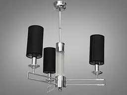 Современная люстра с текстильными абажурами на 3 лампы, хром.