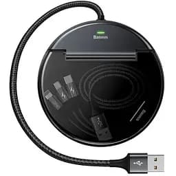 Зарядна станція в авто Baseus Car Sharing Charging Station (Type-C+Dual USB з кабелем «три в одному» M+L+T, 3A