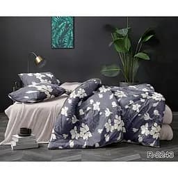 Комплект постільної білизни TAG Tekstil з компаньйоном 1.5-спальний Темно-синій 000143442 (R2243)