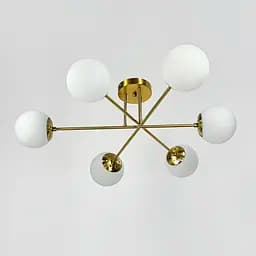 Люстра в латунном корпусе с 6 белыми плафонами Ø 73 см | Ст. S 7072/6 TBS+WT | Line F