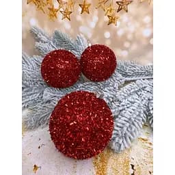 Ялинкові кулі Їжачок 100 мм 6 шт Червоний