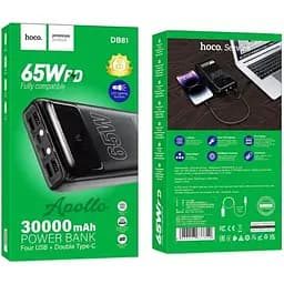 Зовнішній акумулятор Hoco DB81 Apollo 30000mAh 65W Black [122805] - мініатюра 7