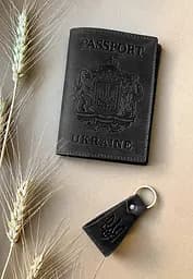 Подарунковий набір шкіряних аксесуарів з українською символікою чорний - мініатюра 2