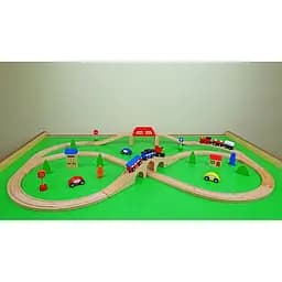 Іграшкова залізниця Viga Toys дерев'яна 49 елементів (56304) - мініатюра 3