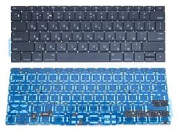 Клавіатура для APPLE MLL42LL/A Macbook Pro Retina (2016, 2017) (RU BLACK, Горизонтальний Enter з підсвічуванням).