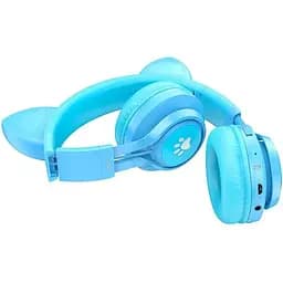 Навушники дитячі Hoco Cat ear kids BT headphones W39 блакитні - мініатюра 2
