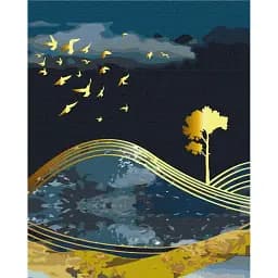 Картина по номерам Brushme Птицы ночи с золотой краской 40x50 см