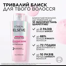 Шампунь для надання блиску тьмяному волоссю L'Oreal Paris Elseve Glycolic Gloss Shampoo 200 мл - мініатюра 4