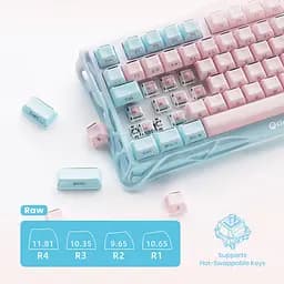 GravaStar Клавіатура механічна GravaStar Mercury K1 Lite 80keys, GravaStar x BSUN Grey, BT/WL/USB, Lumen Rose - мініатюра 3