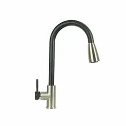 Смеситель для кухни с выдвижным изливом Platinum KT 8203 (8614) черный матовый комби