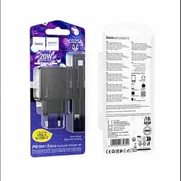 Мережевий зарядний пристрій адаптер HOCO CS25A з кабелем Type C/Type C Rico 1USB/1Type-C, 20W/3A, підтримка швидкого заряджання - мініатюра 7