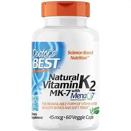 Вітаміни та мінерали Doctor's Best Natural Vitamin K2 MK-7 45 mcg, 60 капсул