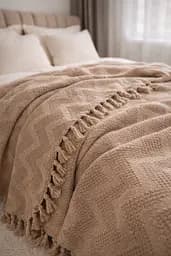 Плед-покривало Cotton TURComFor бавовна бежевий євро 200х230 см TC303375969 - мініатюра 3