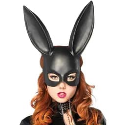 Маска кролика Leg Avenue Masquerade Rabbit Mask Black, длинные ушки, на резинке