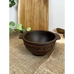 Бульйонниця керамічна (глиняна) різьблена 600 мл Декор