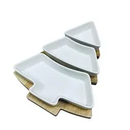 Менажница 26x15x5 см на подставке Olens 8030-389 на 3 секции елка Белый