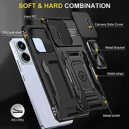 Ударостійкий чохол Camshield Army Ring для Xiaomi Poco X6 Pro Чорний / Black - мініатюра 5
