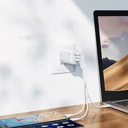 Швидка GaN зарядка 65W REMAX RP-U55 PD+QC 1xUSB-A 2xType-C EU Білий - мініатюра 7
