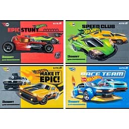Набір зошитів для малювання Kite Hot Wheels 12 аркушів скоба софт тач + УФ лак 20 шт. (HW25-241)