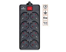 Фильтр питания REAL-EL RS-8 PROTECT 3.0m Black - мініатюра 1