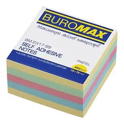 Блок для нотаток з клейким шаром, 75x75 мм, 450 аркушів, пастель