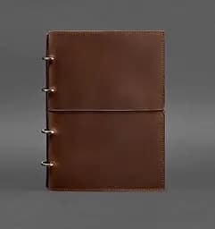 Кожаный блокнот А5 на кольцах (софт-бук) 9.0 в мягкой светло-коричневой обложке.