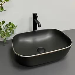 Умивальник VBI Ravenna black matt silver edge накладний VBI-011229, Чорний матовий - мініатюра 2