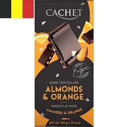 Шоколад Cachet чорний 57% з мигдалем та апельсином 100 г