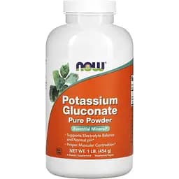 Калію глюконат Now Foods Potassium Gluconate чистий порошок 454 г 