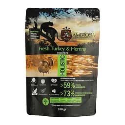 Сухой корм Ambrosia Grain Free для стерилизованных кошек со свежей индейкой и сельдью 100 г