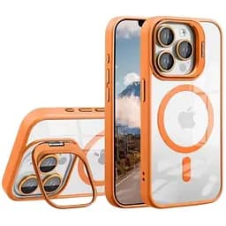 Чохол із підставкою MagSafe TPU PC Metal Stand Case and Camera Lenses Apple iPhone 15 Orange