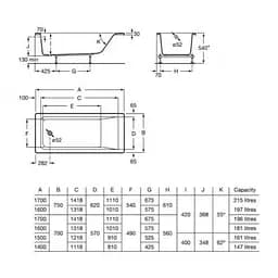 Ванна акрилова Roca Easy в комплекті з ніжками 150x70 A248196000 - мініатюра 2